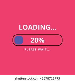 20% loaded loading bar vector illustration, design for websites and graphic resources.