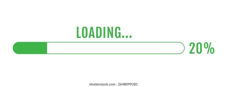 20% Loading, 20% Progress Bar Infographics, Progress Loading Bar Vector Illustration