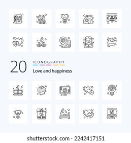 Icono de 20 Love Line Pack como reloj vegetariano del corazón del tiempo online