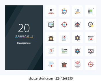 20 Management Flat Color icon for presentation