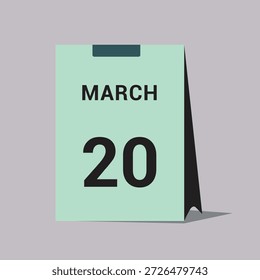 20 march calendar date icon minimal desk calendar vector illustration