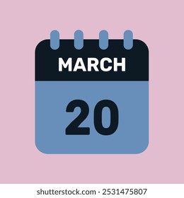 20 march calendar icon vector number date design background