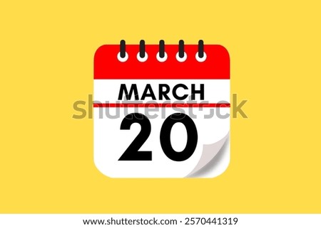 20 March month single day vector, illustration, calendar with maroon, rose and white color background calendar March 20
