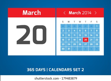 20 March vector calendar 2014, Set 2