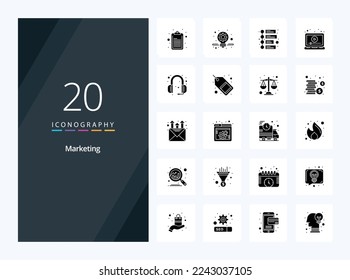 20 Marketing Solid Glyph icon for presentation