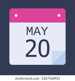 20 de mayo Calendario Fondo negro, Calendario vectorial.