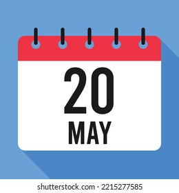 20 May Calendar. Blue Background. Vector Calendar.