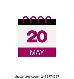 20 de mayo calendario fecha icono Vector eps
