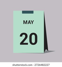20 may calendar date icon minimal desk calendar vector illustration
