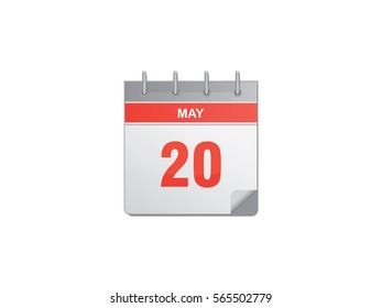 20 May red calendar vector illustration on white background