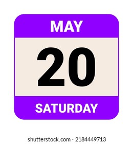 20 May, Saturday. Date template. Useful design for calendar or event promotion. Vector illustration EPS 10 File.