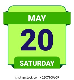 20 May, Saturday. Date template. Useful design for calendar or event promotion. Vector illustration EPS 10 File. Isolated on white background.