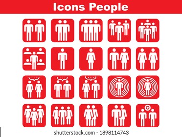 20 Media Icons People on red backgrounds for websites, presentations and other purposes