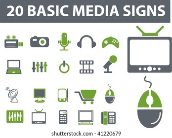 20 media signs. vector