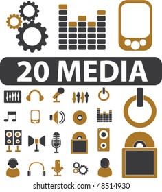 20 carteles en los medios. vector