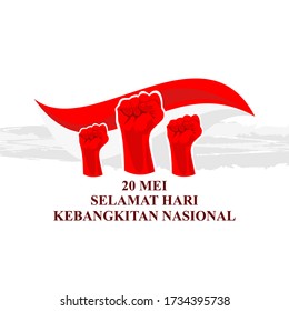 20 Mei, Selamat Hari Kebangkitan Nasional (Translation: May 20, National Awakening Day) vector illustration. Suitable for greeting card, poster and banner. 
 svg