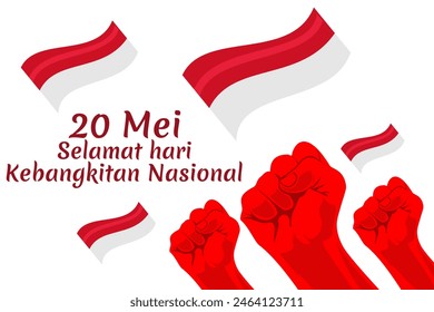 20 Mei, Selamat Hari Kebangkitan Nasional (Traducción: 20 de mayo, Día Nacional del Despertar) Ilustración vectorial. Adecuado para tarjeta de felicitación, póster y Anuncio.