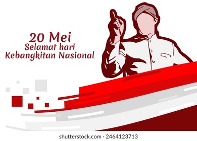 20 Mei, Selamat Hari Kebangkitan Nasional (Traducción: 20 de mayo, Día Nacional del Despertar) Ilustración vectorial. Adecuado para tarjeta de felicitación, póster y Anuncio.