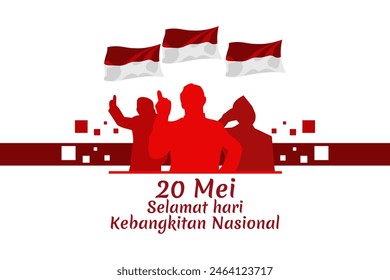 20 Mei, Selamat Hari Kebangkitan Nasional (Traducción: 20 de mayo, Día Nacional del Despertar) Ilustración vectorial. Adecuado para tarjeta de felicitación, póster y Anuncio.