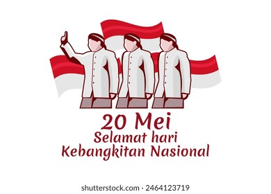 20 Mei, Selamat Hari Kebangkitan Nasional (Traducción: 20 de mayo, Día Nacional del Despertar) Ilustración vectorial. Adecuado para tarjeta de felicitación, póster y Anuncio.