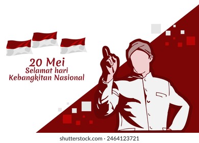 20 Mei, Selamat Hari Kebangkitan Nasional (Traducción: 20 de mayo, Día Nacional del Despertar) Ilustración vectorial. Adecuado para tarjeta de felicitación, póster y Anuncio.