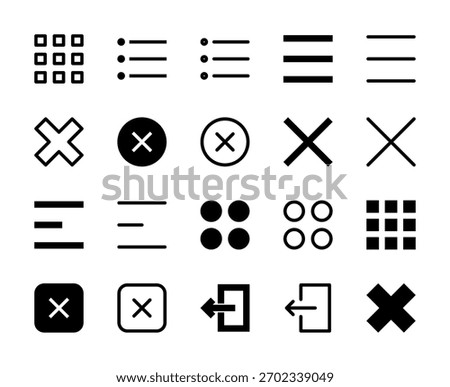 20 Menu and Close Icons Line and Solid style for App Navigation