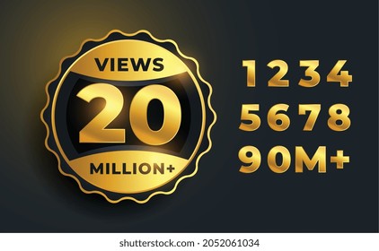 20 Million Video Views Golden Label