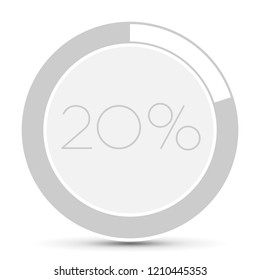 20% Minimal Flat white plane progress button  with shadow. well aligned loading graphic vector 