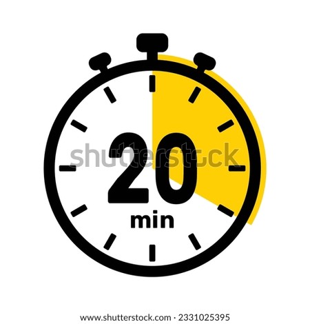 20 Minutes Analog Clock Icon white background .