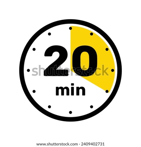 20 Minutes Analog Clock Icon white background design.