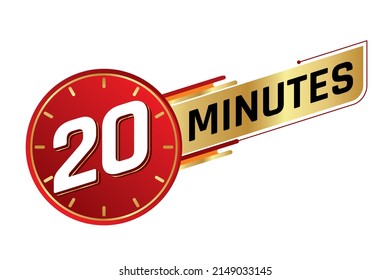 20 minutes isolated on white background. Time concept. Vector illustration.