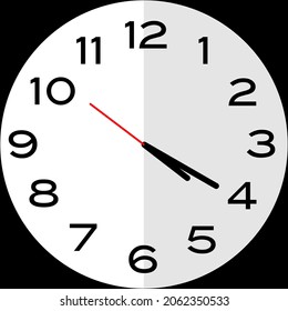 20 minutes past 4 o'clock or Twenty minutes past four o'clock analog clock. Icon design use illustration flat design