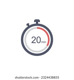 20 minutes timer icon, 20 min digital timer. Clock and watch, timer, countdown.