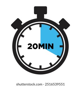 20 Minutos Ícone De Temporizador, Design Plano Moderno. Relógio, Cronômetro, Mostrando Vinte Minutos de Rótulo. Hora da cozinha, Indicação de contagem regressiva.