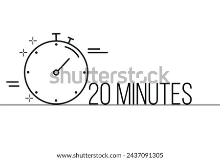 20 minutes timer icon. Stopwatch time sign. Clock symbol vector for time control