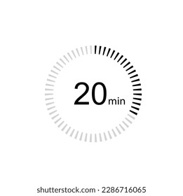 20 Minuten Timer Icon, 20 min Digital Timer. Uhr und Uhr, Timer, Countdown.