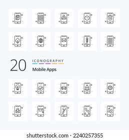 20 Mobile Apps Line icon Pack like app notification ui interface transport