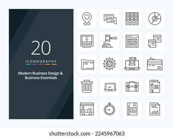 20 Modern Business And Business Essentials Outline icon for presentation
