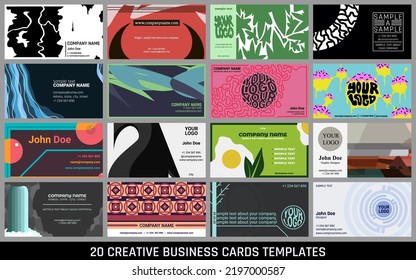 20 diseño de tarjetas de visita horizontal moderno y creativo.