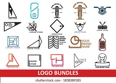20 Motorcyle Logo Outline Bundle Vector