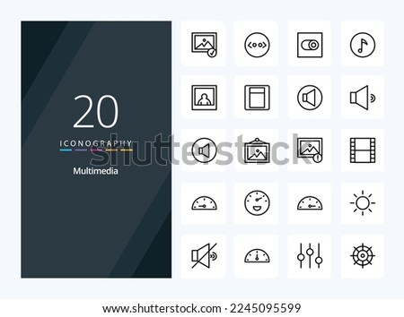 20 Multimedia Outline icon for presentation