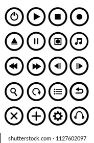 20 Music audio control button vector sheet