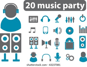 20 music party signs. vector