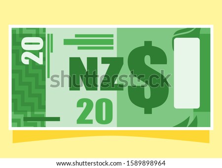 20 New Zealand Dollar banknote paper money vector icon logo illustration and design. New Zealand business, payment and finance element. Can be used for web, mobile, infographic, and print.