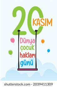 20 november children's rights day. turkish: 20 kasim cocuk haklari gunu