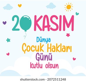 20 november children's rights day. turkish: 20 kasim cocuk haklari gunu