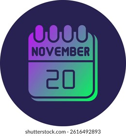20 November Glyph Circle Gradient Icon