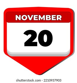 20 November Vector Icon Calendar Day Stock Vector (Royalty Free ...