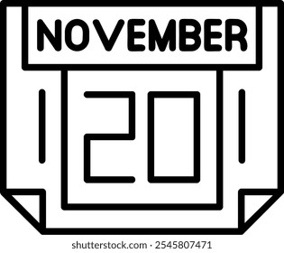 20 November Vector Icon Outline Stlye