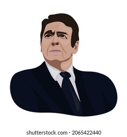 20 November, Vector portrait of Ronald Wilson Reagan, former President of the United States